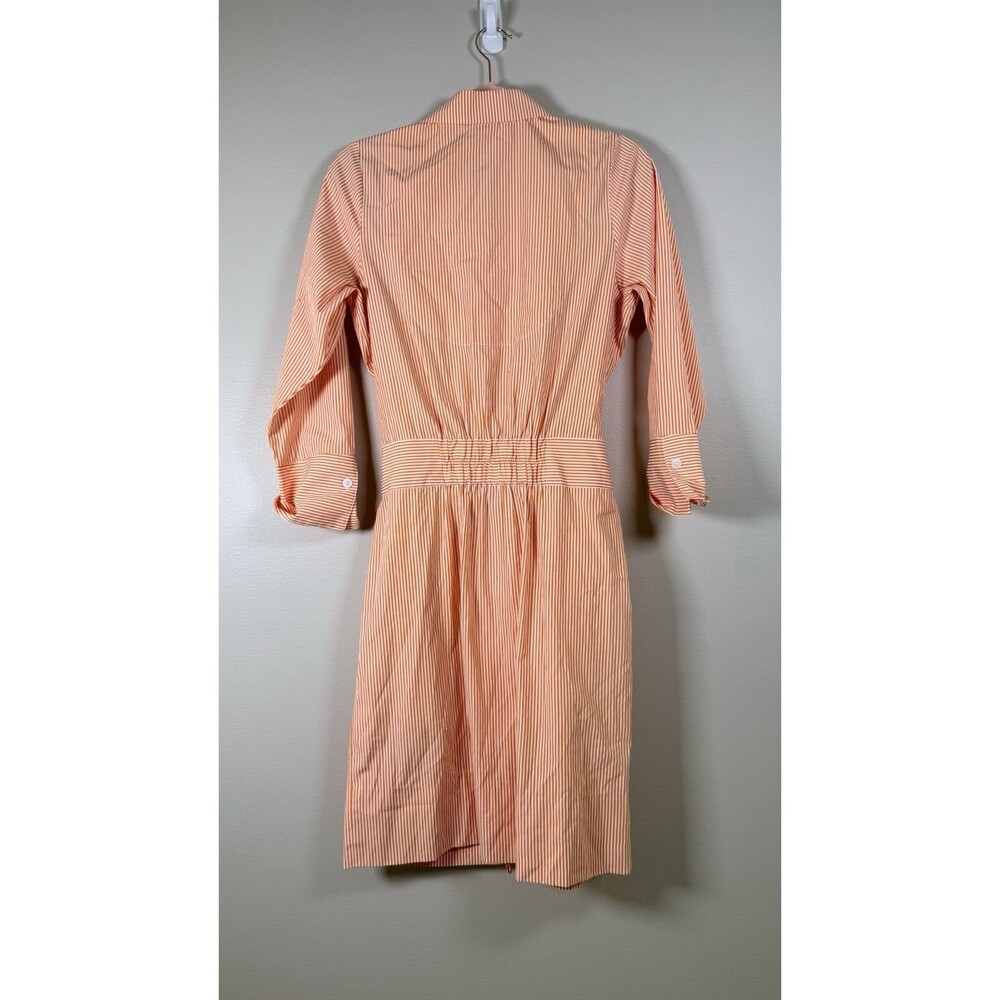 Gretchen Scott Orange/White Gingham Shirt Dress Button Front Belted Pockets S - Picture 2 of 6